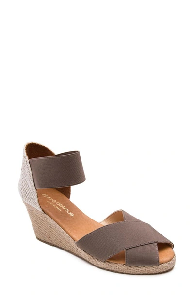 Andre Assous Erika Espadrille Wedge In Taupe Fabric