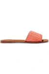 Bottega Veneta Intrecciato Leather Slides In Peach