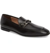 Ferragamo Men's Smooth Leather Loafers With Chain Bit In Nero Leather