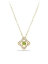 David Yurman Venetian Gemstone & Diamond Pavé Quatrefoil Pendant Necklace In Peridot