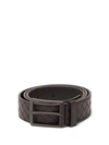 Bottega Veneta - Intrecciato Leather Belt - Mens - Dark Brown