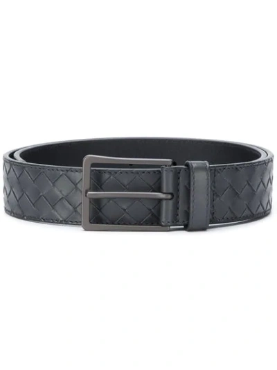 Bottega Veneta Intrecciato Leather Belt In Grey