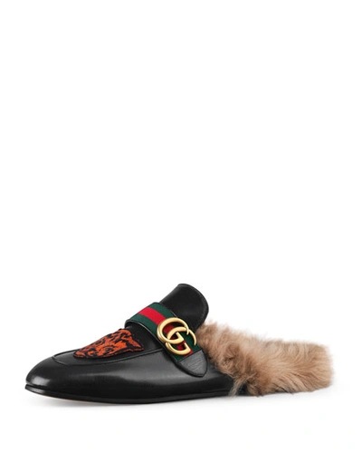 Gucci Princetown Embroidered Slipper With Double G