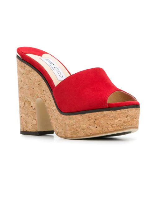 red suede wedges