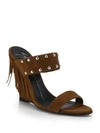 Giuseppe Zanotti Fringed Suede Wedge Sandals In Brown