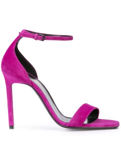 Saint Laurent Amber 85 Suede Sandals In Purple