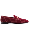 Gucci 10mm Jordaan Gg Supreme Velvet Loafers In Red