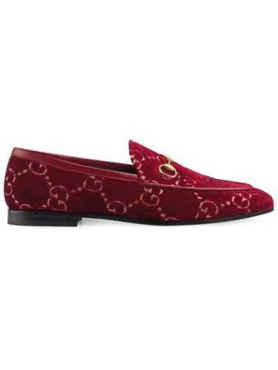 Gucci 10mm Jordaan Gg Supreme Velvet Loafers In Red
