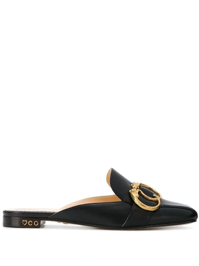 Charlotte Olympia 10mm Leather Mules W/ Buckle In Black