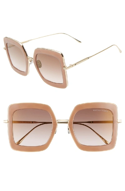 Bottega Veneta 51mm Gradient Square Sunglasses In Gold/ Brown