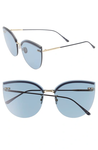 Bottega Veneta 62mm Oversize Rimless Cat Eye Sunglasses In Blue/ Black/ Gold