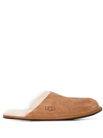 Ugg Hyde Shearling-lined Suede Slippers In Brown