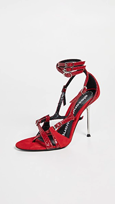 Alexander Wang Kiley Racer Leather Stiletto Heels In Red