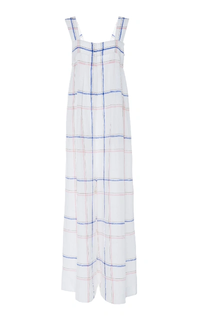 Chador Cassy Printed Linen Jumpsuit In Plaid