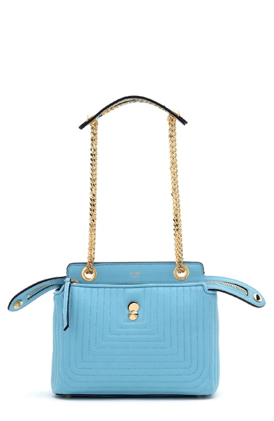 Fendi Dotcom Click Quilted Leather Satchel - Blue In Light Blue Powder