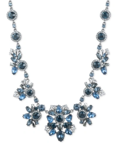 Givenchy Hematite-tone Blue Crystal Collar Necklace, 16" + 3" Extender