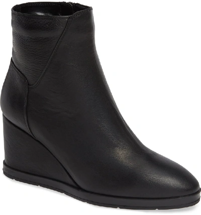 Aquatalia Judy Weatherproof Wedge Bootie In Black Leather