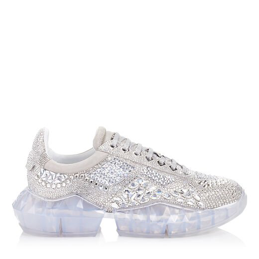 Jimmy Choo Diamond/m Crystal Shimmer Suede Trainers With Crystal ...