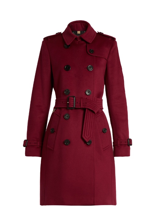Burberry Kensington Wool And Cashmere-bend Trench Coat In Burgundy ...