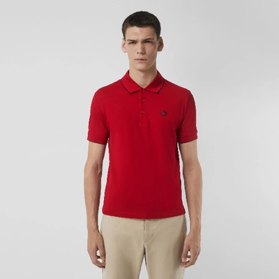 Burberry Tipped Cotton Piqué Polo Shirt In Military Red