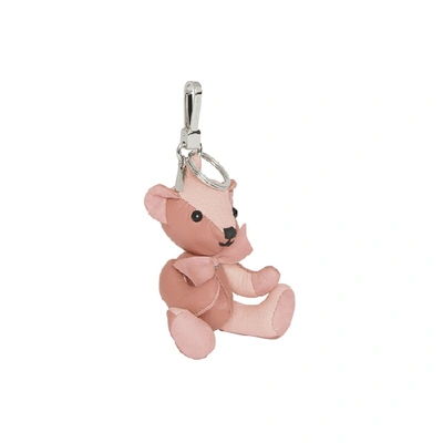 Burberry Thomas Bear Charm In Leather In Copper Pnk/ Chlk Pnk