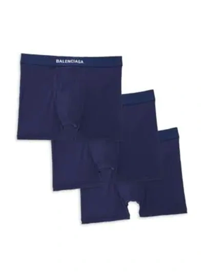 Balenciaga Men's 3-pack Stretch Boxer Brief In Navy