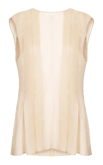 Abadia Pleated Chiffon Top In Neutral