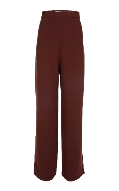 Amal Al Mulla Wide Leg Crepe Pants In Burgundy