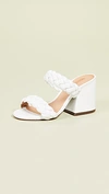 Schutz Elida Braided Leather Chunky-heel Slide Sandals In White