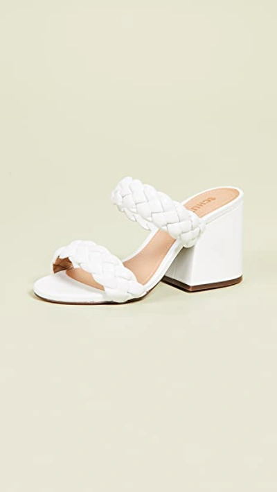 Schutz Elida Braided Leather Chunky-heel Slide Sandals In White