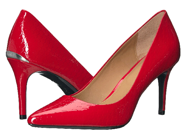 calvin klein red patent pumps