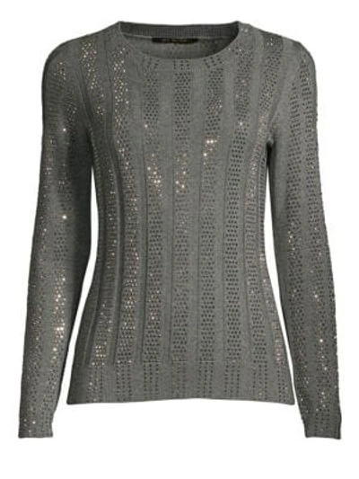 Kobi Halperin Esther Embellished Merino Wool Sweater In Grey Melange