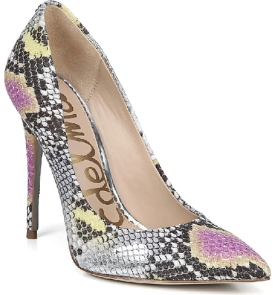 Sam Edelman Danna Pointy Toe Pump In Lilac/ Yellow Snake Print