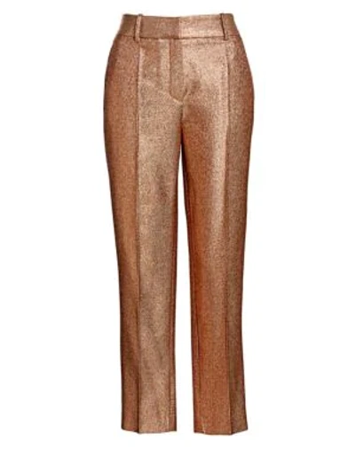 Roberto Cavalli Lurex Cropped Trousers In Gold