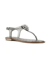 Michael Michael Kors Lucia Flat Metallic Leather Thong Sandals In Silver