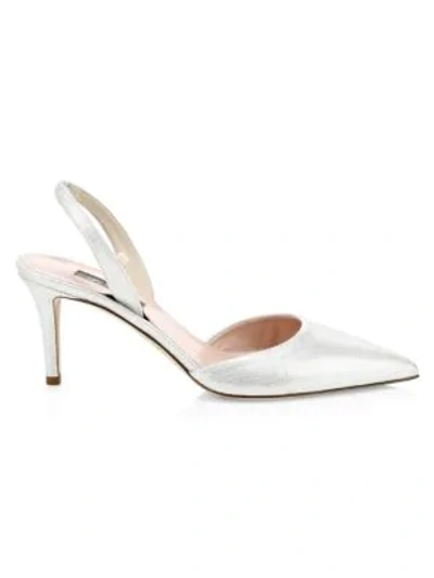 Sjp By Sarah Jessica Parker Bliss Metallic Leather Slingbacks In Silver