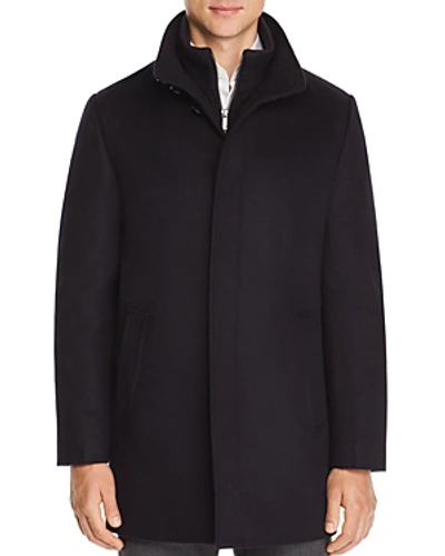 Cardinal Of Canada Wool & Cashmere Car Coat With Removable Bib In Navy
