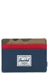 Herschel Supply Co Classic Charlie Card Case In Navy/ Red/ Camo