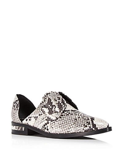 Freda Salvador Women's "wear Laceless D'orsay" Croc-embossed Leather Oxfords In Gray/black Snakeskin Embossed Leather