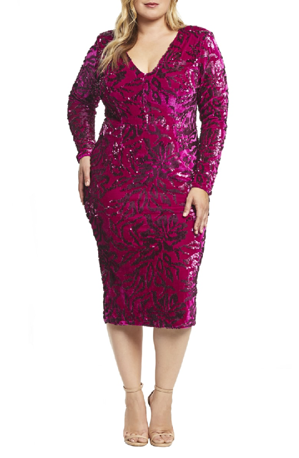 elizabeth plunge midi dress