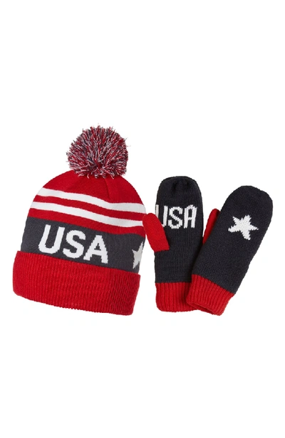Helly Hansen Going For Gold Knit Cap & Mittens Gift Set In Usa Olympian Blue