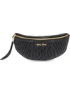 Miu Miu Matelasse Lambskin Leather Belt Bag - Black In Nero