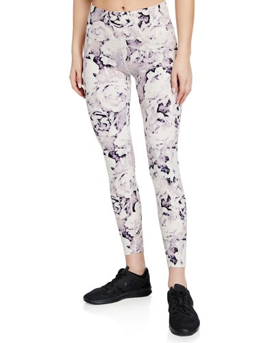 Varley Crenshaw Mid-rise Printed Yoga Tights In Ink Vintage Floral