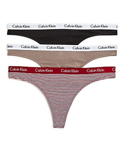 Calvin Klein Carousel Thongs, Set Of 3 In Josephine/black/stripe