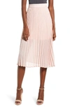 Love, Fire Pleated Georgette Midi Skirt In Pale Mauve