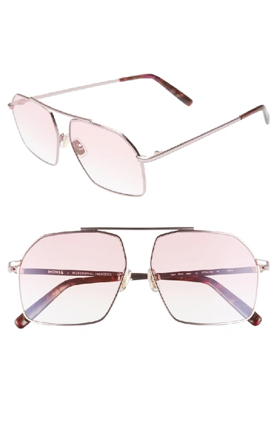 Monse X Morgenthal Frederics Linda 57mm Aviator Sunglasses - Rose Gold/ Pink