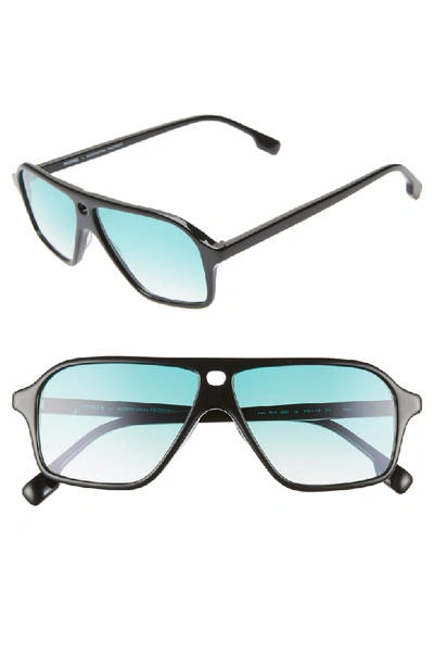 Monse X Morgenthal Frederics Traci 57mm Square Sunglasses In Black/ Green