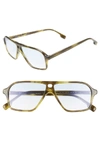 Monse X Morgenthal Frederics Traci 57mm Square Sunglasses In Olive Tortoise/ Blue