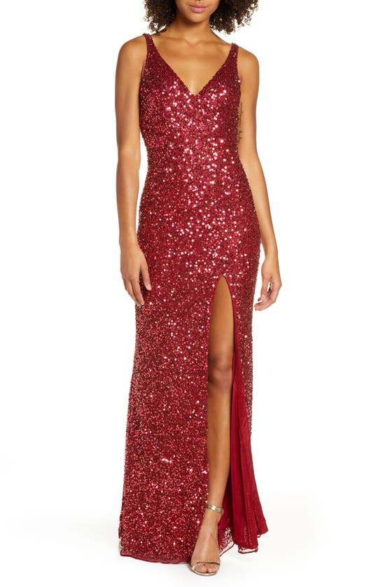 sequin slit gown mac duggal