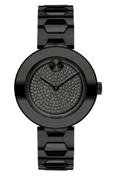 Movado Bold Pave T-bar Bracelet Watch, 32mm In Black